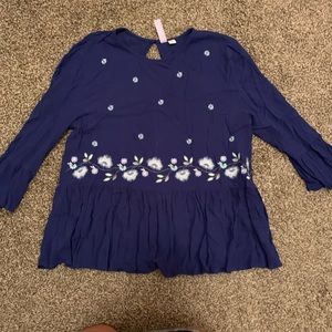 Francesca’s Blue Embroidered Blouse